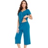 image:imageWiWi Soft Viscose from Bamboo Pajamas for Women Short Sleeve Pajama Sets with Capri Pants Pjs Comfy Loungewear SXXLCteal Blue