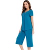 image:imageWiWi Soft Viscose from Bamboo Pajamas for Women Short Sleeve Pajama Sets with Capri Pants Pjs Comfy Loungewear SXXLCteal Blue