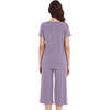 image:imageWiWi Soft Viscose from Bamboo Pajamas for Women Short Sleeve Pajama Sets with Capri Pants Pjs Comfy Loungewear SXXLCviolet