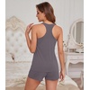 image:imageWiWi Soft Viscose from Bamboo Pajamas for Women Tank Top and Shorts Sleepwear Cool Pjs Sleeveless Pajama Set SXXLDark Grey
