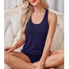 image:imageWiWi Soft Viscose from Bamboo Pajamas for Women Tank Top and Shorts Sleepwear Cool Pjs Sleeveless Pajama Set SXXLNavy