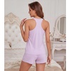 image:imageWiWi Soft Viscose from Bamboo Pajamas for Women Tank Top and Shorts Sleepwear Cool Pjs Sleeveless Pajama Set SXXLPastel Purple