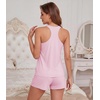 image:imageWiWi Soft Viscose from Bamboo Pajamas for Women Tank Top and Shorts Sleepwear Cool Pjs Sleeveless Pajama Set SXXLPink