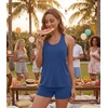 image:imageWiWi Soft Viscose from Bamboo Pajamas for Women Tank Top and Shorts Sleepwear Cool Pjs Sleeveless Pajama Set SXXLPrussian Blue