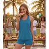 image:imageWiWi Soft Viscose from Bamboo Pajamas for Women Tank Top and Shorts Sleepwear Cool Pjs Sleeveless Pajama Set SXXLTeal Blue