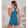 image:imageWiWi Soft Viscose from Bamboo Pajamas for Women Tank Top and Shorts Sleepwear Cool Pjs Sleeveless Pajama Set SXXLTeal Blue