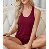 image:imageWiWi Soft Viscose from Bamboo Pajamas for Women Tank Top and Shorts Sleepwear Cool Pjs Sleeveless Pajama Set SXXLWine
