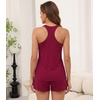 image:imageWiWi Soft Viscose from Bamboo Pajamas for Women Tank Top and Shorts Sleepwear Cool Pjs Sleeveless Pajama Set SXXLWine