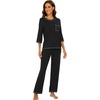 image:imageWiWi Viscose Bamboo Pajamas for Women 34 Sleeve Tops and Long Pants Sleepwear Pajama Set Soft Pjs Sets SXXLBlack