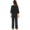 image:imageWiWi Viscose Bamboo Pajamas for Women 34 Sleeve Tops and Long Pants Sleepwear Pajama Set Soft Pjs Sets SXXLBlack