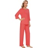 image:imageWiWi Viscose Bamboo Pajamas for Women 34 Sleeve Tops and Long Pants Sleepwear Pajama Set Soft Pjs Sets SXXLCoral