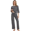 image:imageWiWi Viscose Bamboo Pajamas for Women 34 Sleeve Tops and Long Pants Sleepwear Pajama Set Soft Pjs Sets SXXLDark Heather Grey