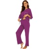 image:imageWiWi Viscose Bamboo Pajamas for Women 34 Sleeve Tops and Long Pants Sleepwear Pajama Set Soft Pjs Sets SXXLDark Reddish Purple