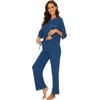 image:imageWiWi Viscose Bamboo Pajamas for Women 34 Sleeve Tops and Long Pants Sleepwear Pajama Set Soft Pjs Sets SXXLInk Blue