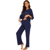 image:imageWiWi Viscose Bamboo Pajamas for Women 34 Sleeve Tops and Long Pants Sleepwear Pajama Set Soft Pjs Sets SXXLNavy
