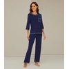 image:imageWiWi Viscose Bamboo Pajamas for Women 34 Sleeve Tops and Long Pants Sleepwear Pajama Set Soft Pjs Sets SXXLNavy
