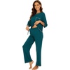 image:imageWiWi Viscose Bamboo Pajamas for Women 34 Sleeve Tops and Long Pants Sleepwear Pajama Set Soft Pjs Sets SXXLPeacock Green