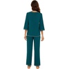 image:imageWiWi Viscose Bamboo Pajamas for Women 34 Sleeve Tops and Long Pants Sleepwear Pajama Set Soft Pjs Sets SXXLPeacock Green