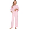 image:imageWiWi Viscose Bamboo Pajamas for Women 34 Sleeve Tops and Long Pants Sleepwear Pajama Set Soft Pjs Sets SXXLPink
