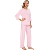 image:imageWiWi Viscose Bamboo Pajamas for Women 34 Sleeve Tops and Long Pants Sleepwear Pajama Set Soft Pjs Sets SXXLPink