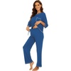 image:imageWiWi Viscose Bamboo Pajamas for Women 34 Sleeve Tops and Long Pants Sleepwear Pajama Set Soft Pjs Sets SXXLPrussian Blue