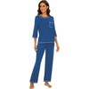 image:imageWiWi Viscose Bamboo Pajamas for Women 34 Sleeve Tops and Long Pants Sleepwear Pajama Set Soft Pjs Sets SXXLPrussian Blue