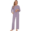image:imageWiWi Viscose Bamboo Pajamas for Women 34 Sleeve Tops and Long Pants Sleepwear Pajama Set Soft Pjs Sets SXXLViolet