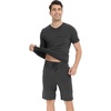 image:imageWiWi Viscose from Bamboo Loose Comfy Pajamas Set for Men Soft Summer Short Sleeve Sleepwear SXXLCharcoal Heather