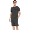 image:imageWiWi Viscose from Bamboo Loose Comfy Pajamas Set for Men Soft Summer Short Sleeve Sleepwear SXXLCharcoal Heather