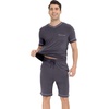 image:imageWiWi Viscose from Bamboo Loose Comfy Pajamas Set for Men Soft Summer Short Sleeve Sleepwear SXXLDark Grey