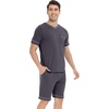 image:imageWiWi Viscose from Bamboo Loose Comfy Pajamas Set for Men Soft Summer Short Sleeve Sleepwear SXXLDark Grey