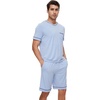 image:imageWiWi Viscose from Bamboo Loose Comfy Pajamas Set for Men Soft Summer Short Sleeve Sleepwear SXXLIce Blue