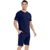 image:imageWiWi Viscose from Bamboo Loose Comfy Pajamas Set for Men Soft Summer Short Sleeve Sleepwear SXXLNavy