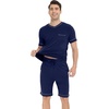 image:imageWiWi Viscose from Bamboo Loose Comfy Pajamas Set for Men Soft Summer Short Sleeve Sleepwear SXXLNavy