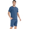 image:imageWiWi Viscose from Bamboo Loose Comfy Pajamas Set for Men Soft Summer Short Sleeve Sleepwear SXXLPrussian Blue
