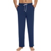 image:imageWiWi Viscose from Bamboo Mens Pajama Pants Soft Lounge Bottoms Sweatpants Sleep Pant Drawstring with Pockets SXXLCnautical Blue