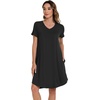 image:imageWiWi Viscose from Bamboo Nightgowns for Women Short Sleeve Pajama Dress Vneck Summer Night Shirts SXXLAblack