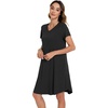 image:imageWiWi Viscose from Bamboo Nightgowns for Women Short Sleeve Pajama Dress Vneck Summer Night Shirts SXXLAblack
