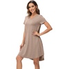 image:imageWiWi Viscose from Bamboo Nightgowns for Women Short Sleeve Pajama Dress Vneck Summer Night Shirts SXXLAcamel
