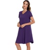 image:imageWiWi Viscose from Bamboo Nightgowns for Women Short Sleeve Pajama Dress Vneck Summer Night Shirts SXXLAdark Purple