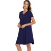 image:imageWiWi Viscose from Bamboo Nightgowns for Women Short Sleeve Pajama Dress Vneck Summer Night Shirts SXXLAnavy