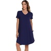 image:imageWiWi Viscose from Bamboo Nightgowns for Women Short Sleeve Pajama Dress Vneck Summer Night Shirts SXXLAnavy