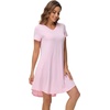 image:imageWiWi Viscose from Bamboo Nightgowns for Women Short Sleeve Pajama Dress Vneck Summer Night Shirts SXXLApink