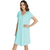 image:imageWiWi Viscose from Bamboo Nightgowns for Women Short Sleeve Pajama Dress Vneck Summer Night Shirts SXXLBaqua