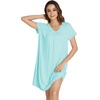 image:imageWiWi Viscose from Bamboo Nightgowns for Women Short Sleeve Pajama Dress Vneck Summer Night Shirts SXXLBaqua