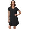 image:imageWiWi Viscose from Bamboo Nightgowns for Women Short Sleeve Pajama Dress Vneck Summer Night Shirts SXXLBblack