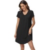 image:imageWiWi Viscose from Bamboo Nightgowns for Women Short Sleeve Pajama Dress Vneck Summer Night Shirts SXXLBblack