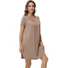 image:imageWiWi Viscose from Bamboo Nightgowns for Women Short Sleeve Pajama Dress Vneck Summer Night Shirts SXXLBcamel