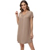 image:imageWiWi Viscose from Bamboo Nightgowns for Women Short Sleeve Pajama Dress Vneck Summer Night Shirts SXXLBcamel