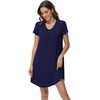 image:imageWiWi Viscose from Bamboo Nightgowns for Women Short Sleeve Pajama Dress Vneck Summer Night Shirts SXXLBnavy